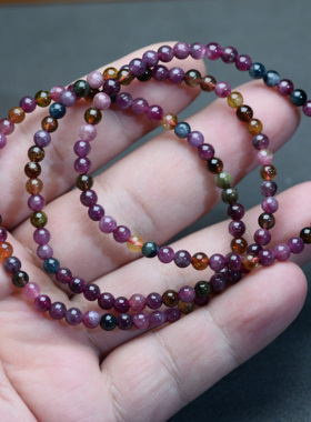 彩色巴西碧玺手链单圈小珠子