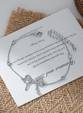 2026真金电镀微镶锆石轻奢手饰品女小众设计感蝴蝶结手链精致百