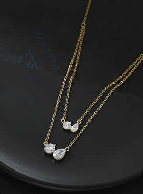 2026真金电镀微镶锆石气质锁骨链女小众设计感蝴蝶结项链精致简约
