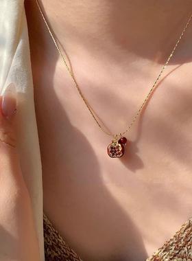 喜庆安可拉红石榴秋冬毛衣链项链