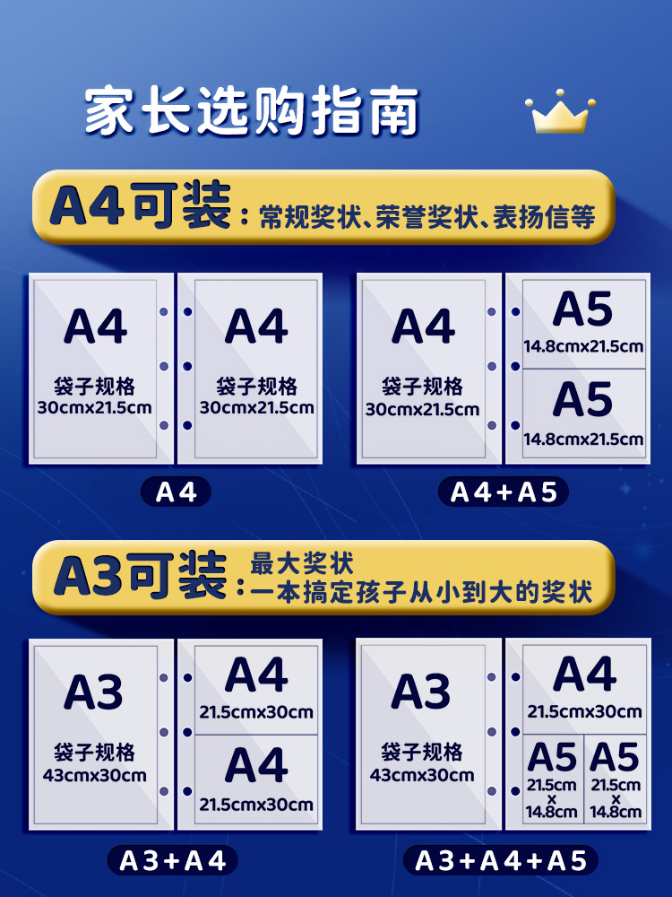 a3奖状收集册可挂墙展示女孩男孩a4儿童收纳册本放装奖状的册子文件夹小学生收藏箱幼儿园袋子相册荣誉证书册-图3