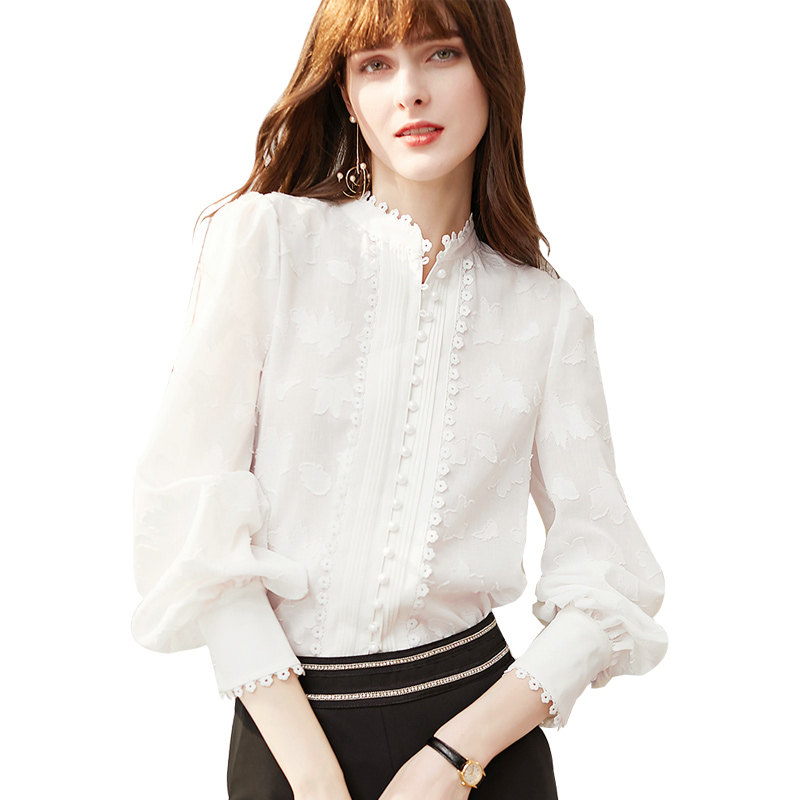 白色雪纺女2022年春装新款高级衬衫 dtz衬衫