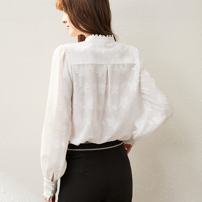 白色雪纺女2022年春装新款高级衬衫 dtz衬衫