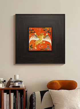 如虎添翼中古风装饰画动物法式复古挂画餐厅客厅玄关过道壁画吉祥