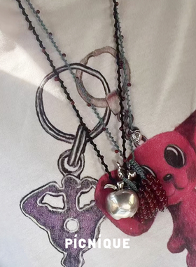 PICNIQUE 小鸟与果实多宝苹果编绳长项链 原创小众设计毛衣链默叙