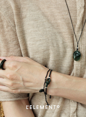 L'ELEMENTO和田青玉海螺项链