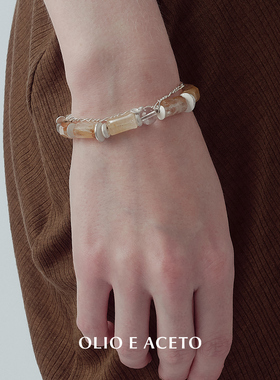 虎眼石水晶纯银片拼接双层手链