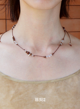 QIQI器契 x 默叙 如愿结乌金水晶纯银项链 原创设计手工串珠饰品