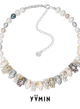 YVMIN尤目彩色珠光小熊珍珠项链