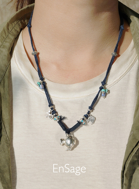 ENSAGE 旅之壶编绳项链 纯银绿松石原创小众设计师毛衣链 默叙