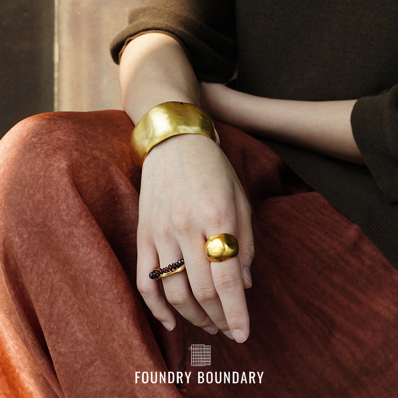 FOUNDRY BOUNDARY 石榴皮戒指 纯银原创小众设计师开口戒 默叙 - 图2