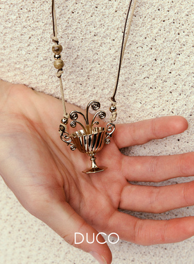 DUCO 大圣杯长款串珠项链 原创小众设计气质高级感吊坠毛衣链默叙