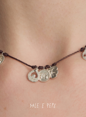 SALE E PEPE胡椒盐 纯银欢聚编绳项链 原创小众设计师毛衣链 默叙