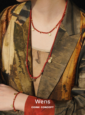 WENS 抱福红色编织项链 原创小众设计师度假礼物锁骨链 默叙