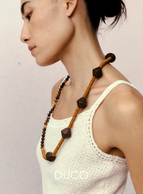 DUCO 几何形态木珠项链 原创小众设计师礼物高级感毛衣链默叙