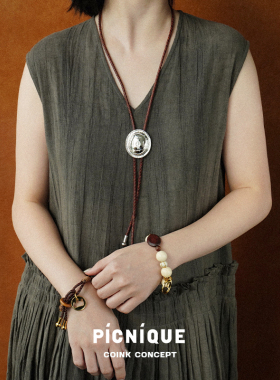 PICNIQUE 小马画像硬币手工编织手链 原创设计师小众气质度假个性