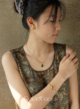 ROUNDFACE祖母绿情绪水滴项链