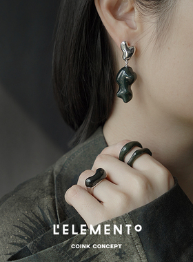 L'ELEMENTO暗夜纯银戒指