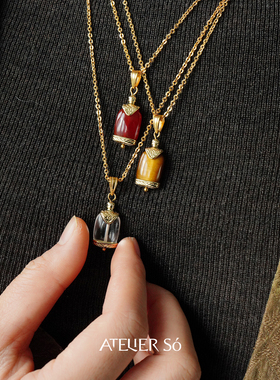 ATELIERSO倪索 天然石香水瓶项链 红玛瑙原创设计气质高级感 默叙