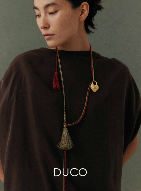 爱心锁蕨类浮雕纹理项链