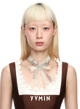 YVMIN尤目x SHUSHUTONG 长尾蕾丝蝴蝶结布料项链 原创设计师 默叙