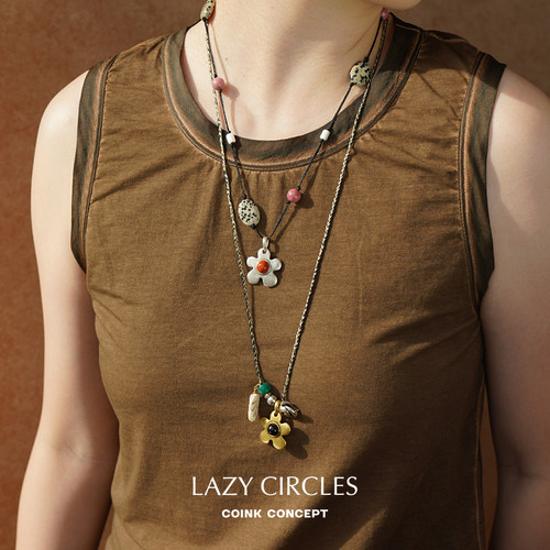 LAZY CIRCLES 花园果实项链 原创小众设计师复古红石毛衣链 默叙 - 图3