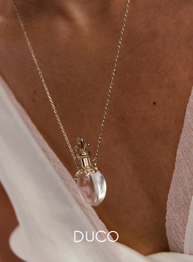 DUCO 晶石花瓶吊坠项链 纯银白水晶黑曜石蓝纹石原创小众设计默叙
