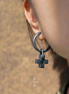 PARTS OF FOUR Hoop Earring Plus十字坠宝石耳环 法国原创设计师