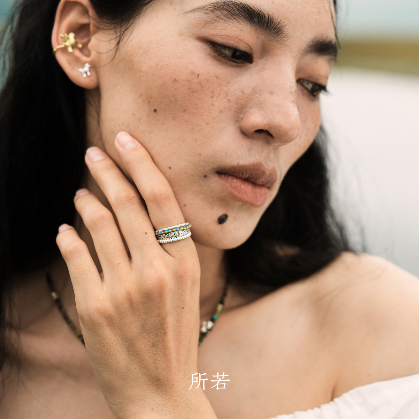 SERENESS pastoral pastoral graffiti ring (wide) sterling silver original design open ring silence