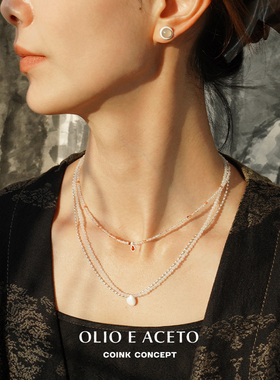OLIOEACETO纯银贝壳双层项链
