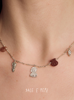 胡椒盐纯银酒会项链锁骨链