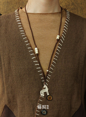 QIQI器契游马吊坠长项链