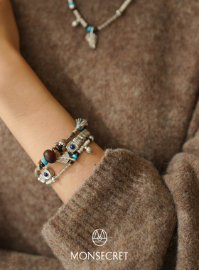 MONSECRET纽扣棕榈彩线手绳