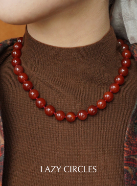 LAZYCIRCLES红玛瑙圆珠项链