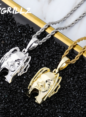 欧美嘻哈歌手Travis scott头像吊坠 ASTROWORLD潮牌珠宝项链饰品