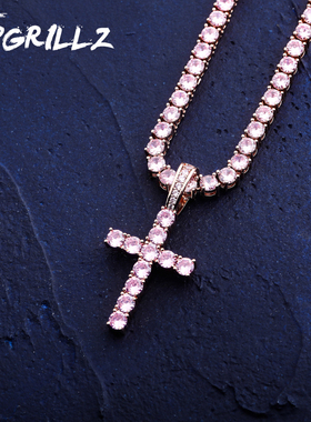 钥匙十字架满锆石珠宝吊坠