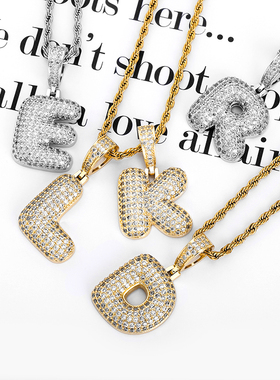 英文字母吊坠个性名字组合闪锆石