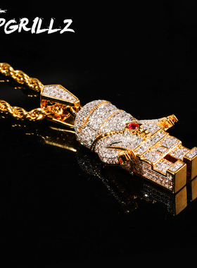 宇航员太空人满钻街头风项链吊坠