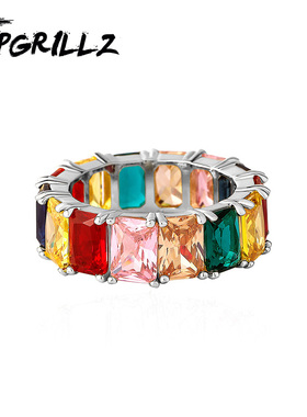 欧美个性潮流嘻哈街头方形锆石