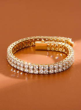 欧美爆款嘻哈4MM微镶锆石手链双排网球链Tennisbracelet小众ins