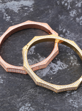 欧美爆款多边形锆石珠宝手镯情侣