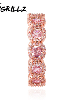 TopGrillz冰糖满钻梅花戒指 男女嘻哈INS同款满锆石指环Bling闪