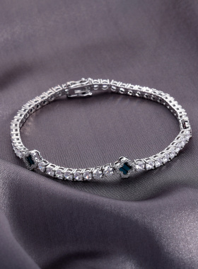 新品手链欧美四叶草锆石网球链项链男女精致高级感锁骨链幸运配饰