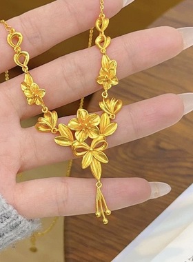 金包银三生花流苏项链幸福之花婚嫁花朵套链精致时尚送女友