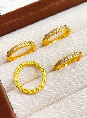 金包银点钻戒指女款轻奢小众设计感高级食指戒送女友