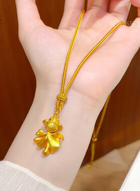 金色精致致古法金鱼戏莲吊坠女款轻奢小众设计感高级精致闺蜜礼物