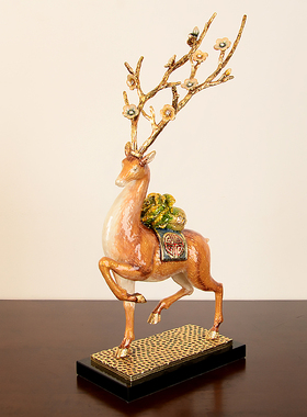 珐琅彩摆件欧式卧室桌面福鹿装饰