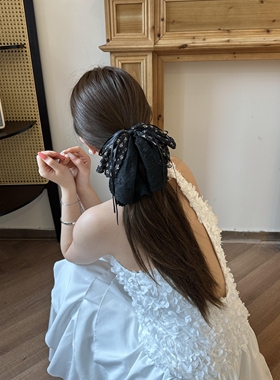 韩系黑色蝴蝶结抓夹显发量高级感