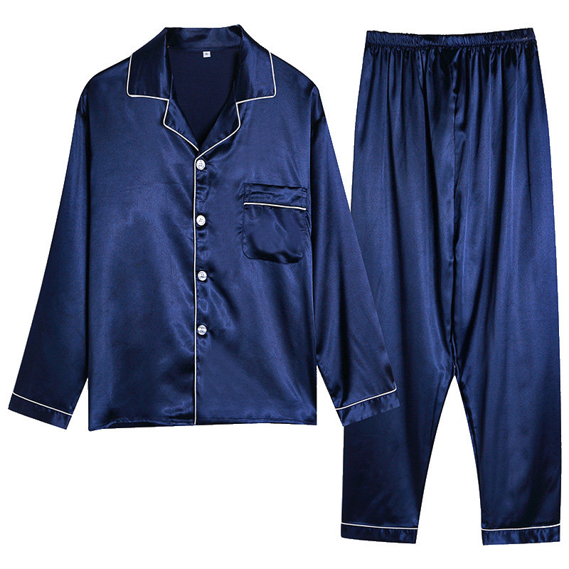 春秋冰丝长袖丝绸男士加大码睡衣 谛如睡衣/家居服套装