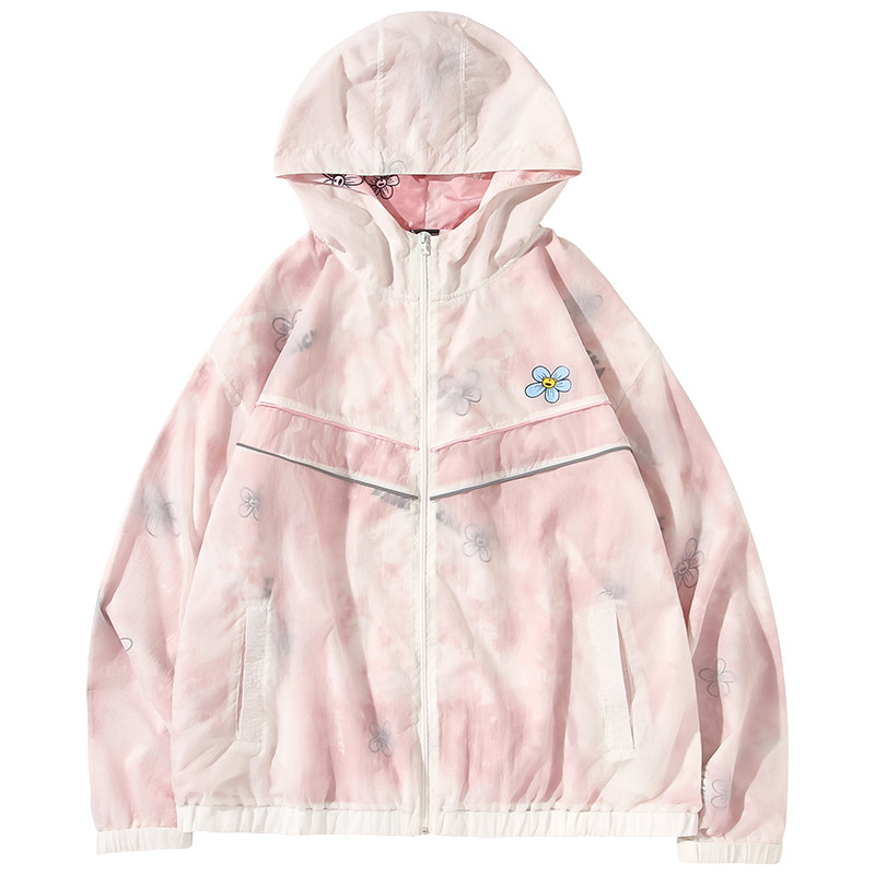粉色小雏菊印花双层防晒衣服男夹克 lamlicka男装夹克